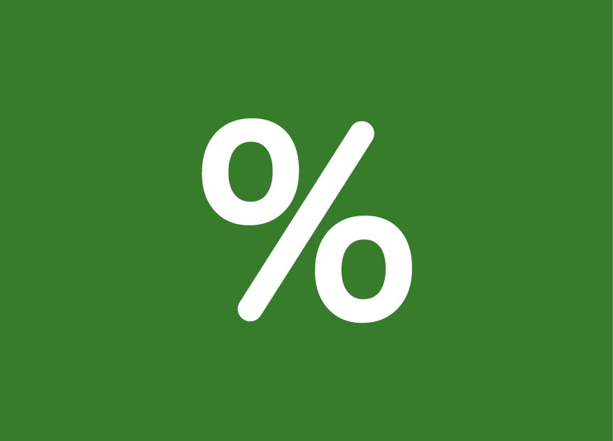 % icon on green background