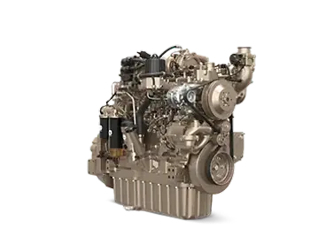 Mittelgroßer John Deere JD9-Dieselmotor auf weißem Hintergrund.